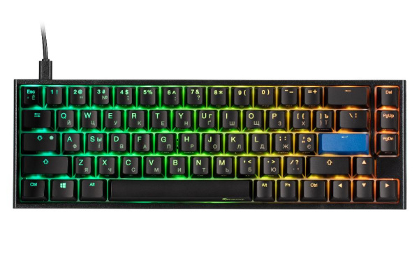 Клавіатура Ducky One 2 SF, Cherry Silent Red, RGB LED, UA/RU, Black-White