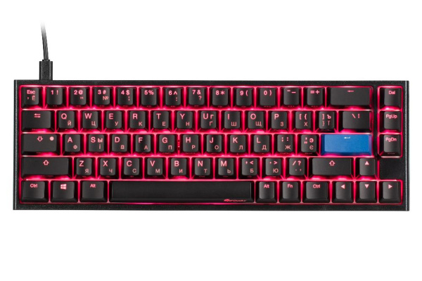 Клавіатура Ducky One 2 SF, Cherry Silent Red, RGB LED, UA/RU, Black-White