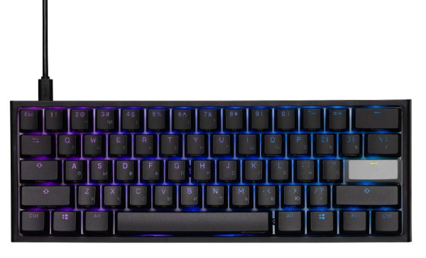 Клавіатура Ducky One 2 Mini, Cherry Silent Red, RGB LED, UA/RU, Black-White