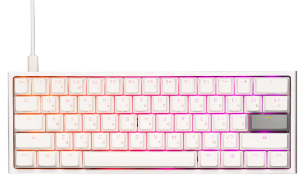 Клавіатура Ducky One 2 Mini, Cherry Silent Red, RGB LED, RU PBT, White