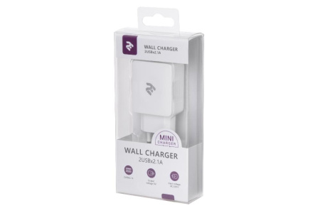 Сетевое ЗУ 2Е Wall Charger USB-A Dual 2.4A, white