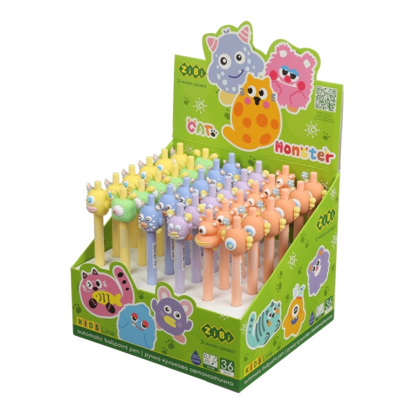 Ручка кулькова автоматична, FUNNY MONSTER, 0,7 мм, синя, ідеї для подарунку