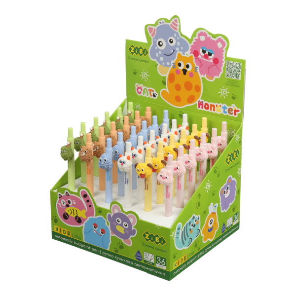 Ручка кулькова автоматична, MONSTER FAMILY, 0,7 мм, синя, ідеї для подарунку