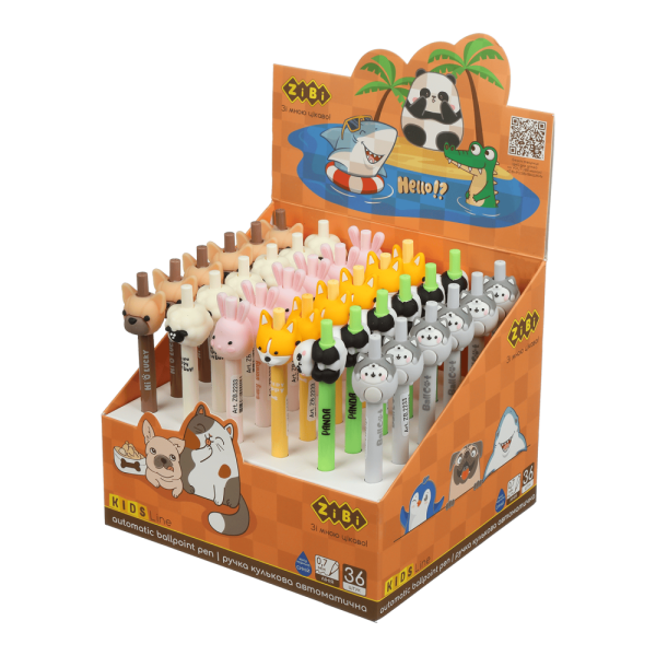 Ручка кулькова автоматична, CUTE ANIMALS, 0,7 мм, синя, ідеї для подарунку