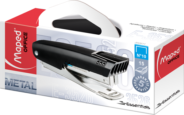 Степлер ESSENTIALS, металевий, 15л., (скоби №10), чорний