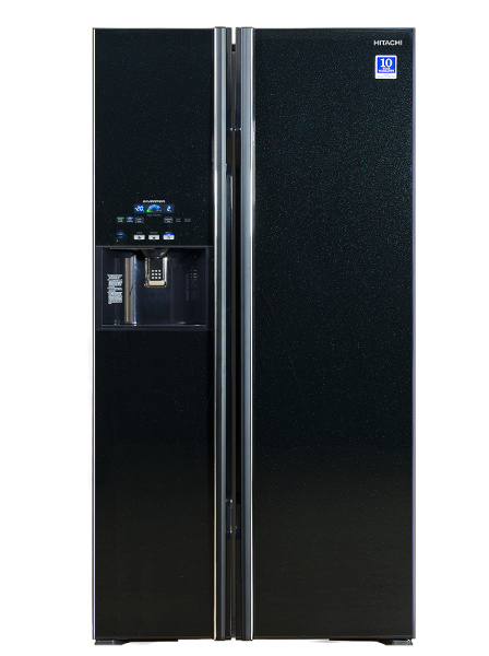 Холодильник SBS HITACHI R-S700GPUC2GBK, 180х77х92см, 2 дв., Х- 377л, М- 212л, A++, NF, Инвертор, Льдоген., Черный (стекло)