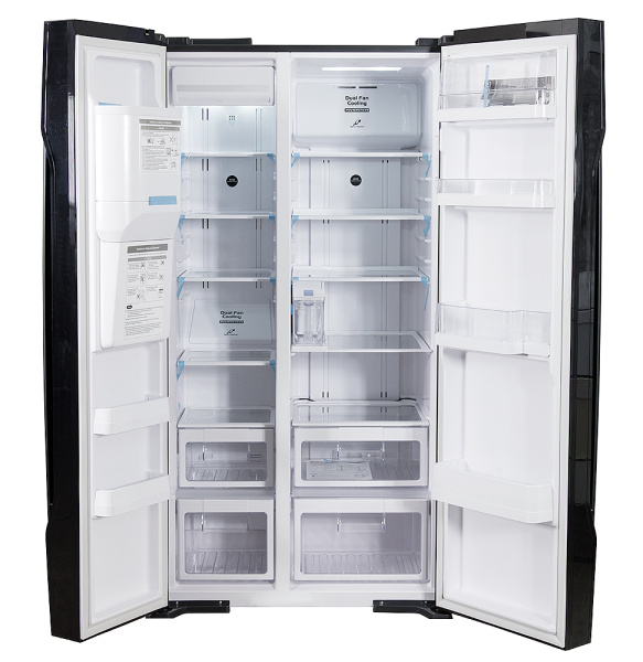 Холодильник SBS HITACHI R-S700GPUC2GBK, 180х77х92см, 2 дв., Х- 377л, М- 212л, A++, NF, Инвертор, Льдоген., Черный (стекло)
