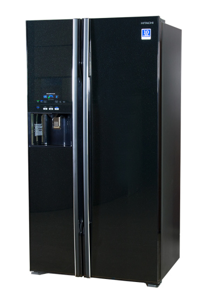 Холодильник SBS HITACHI R-S700GPUC2GBK, 180х77х92см, 2 дв., Х- 377л, М- 212л, A++, NF, Инвертор, Льдоген., Черный (стекло)