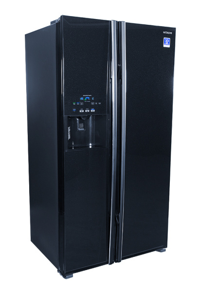 Холодильник SBS HITACHI R-S700GPUC2GBK, 180х77х92см, 2 дв., Х- 377л, М- 212л, A++, NF, Инвертор, Льдоген., Черный (стекло)