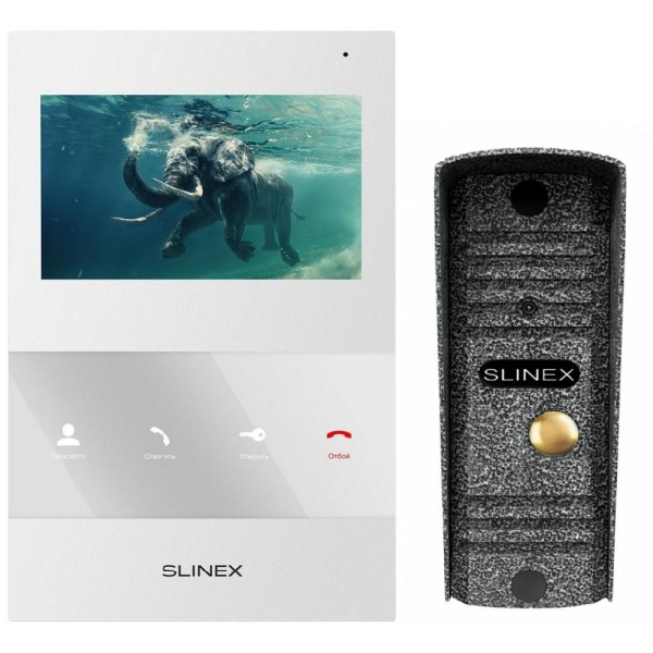 Комплект відеодомофона Slinex SQ-04 білий + Панель виклику Slinex ML-16НR антична