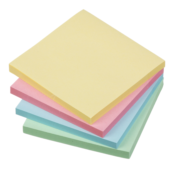 Блок для нотаток з клейким шаром 75х75 мм, 250 аркушів, пастель