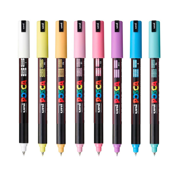 Набір маркерів uni POSCA Soft Color, 0,7мм, 8 шт