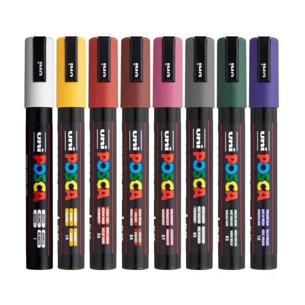 Набір маркерів uni POSCA Dark Color, 1,8-2,5мм, 8 шт