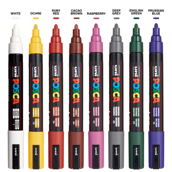 Набір маркерів uni POSCA Dark Color, 1,8-2,5мм, 8 шт