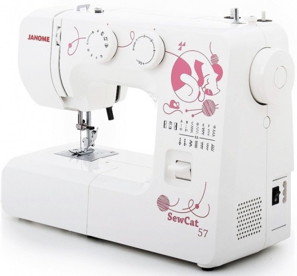 Швейная машина Janome Sew Cat 57, электромех., 15 швейных операций, 60Вт, петля полуавтомат