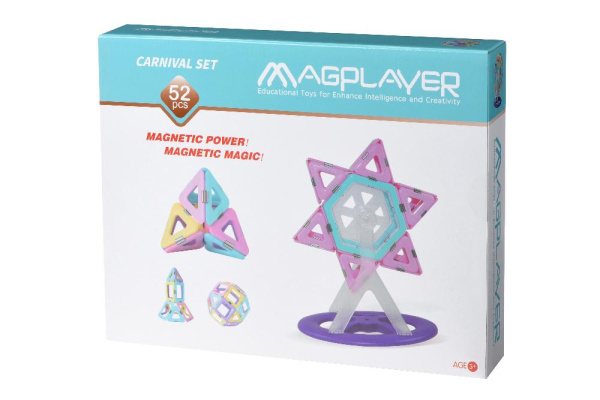 Конструктор Magplayer магнитный набор 52 эл. MPH2-52