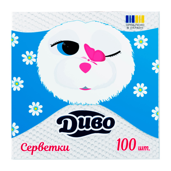 Серветки паперові "Диво" 240*240, 100шт., Білий