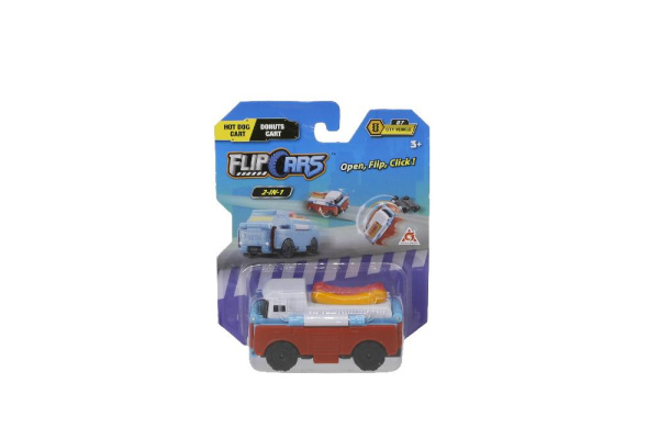 Машинка-трансформер Flip Cars 2в1 Міський транспорт, Автомобіль з десертами і Автомобіль з хот догами