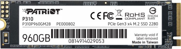 Твердотельный накопитель SSD Patriot PCIe 3.0 M.2 960GB P310