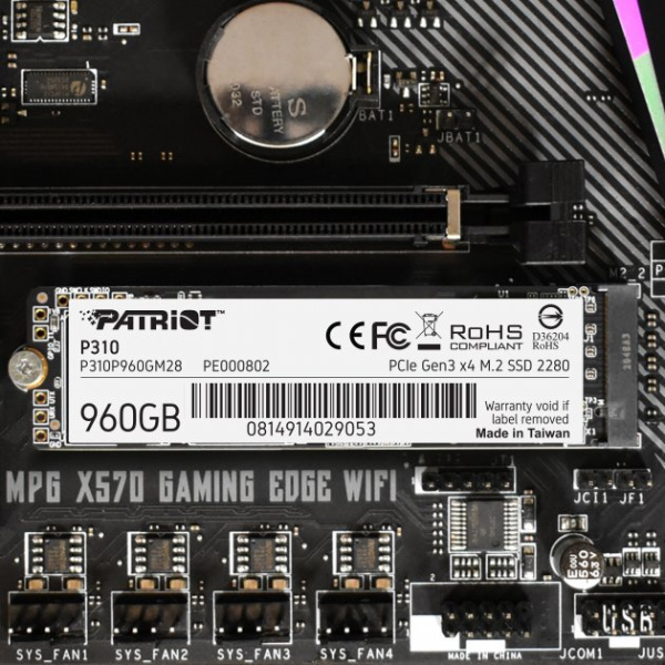 Твердотельный накопитель SSD Patriot PCIe 3.0 M.2 960GB P310