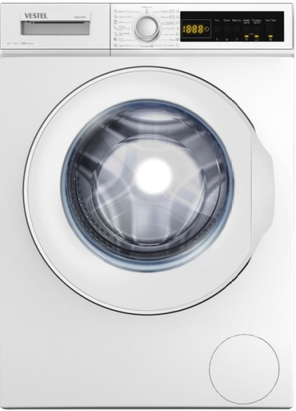 Стир. машина c фронт загрузкой VESTEL W6S10T2, 6 кг, 1000 об/мин, А+++, 60 см, дисплей, кнопочное управление, белый