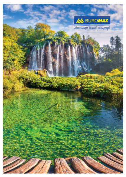 Книга канцелярська ПРИРОДА, JOBMAX, А4, 96 арк., клітинка, тверда ламінована обкладинка, асорті