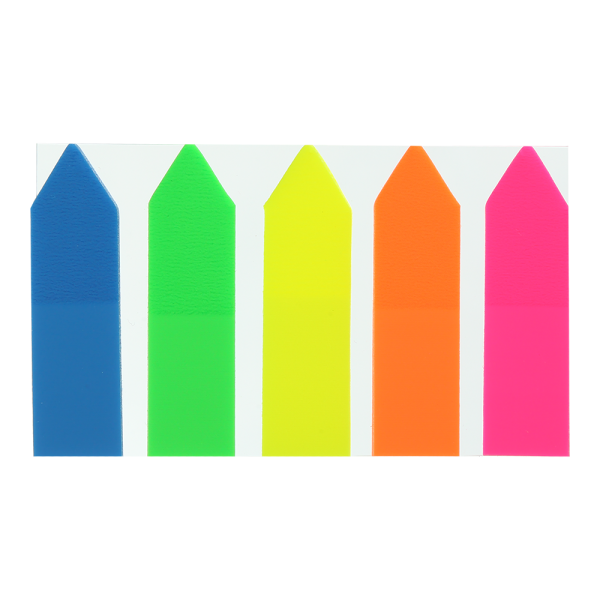 Закладки пласт. з клейким шаром СТРІЛКИ, NEON 45x12мм, 5 кольор. по 25 арк., асорті