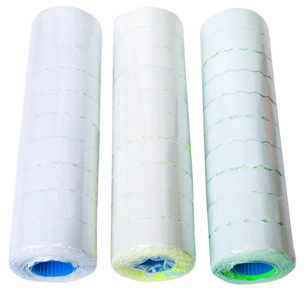 Цінники 22х 12 мм, 1000 шт, 12 м, фігурні, внутр.намотка, зелені