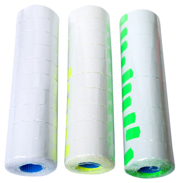 Цінники 26х 16 мм, 1000 шт, 16 м, фігурні, внутр.намотка, білі