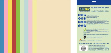 Набір кольорового паперу PASTEL+INTENSIVE, EUROMAX, 10 кільк., 50 арк., А4, 80 г/м²