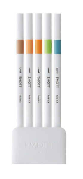 Лайнер uni EMOTT 0.4мм fine line, Nature Color, 5 кольорів