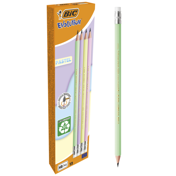 Олівець Ecolution Pastel, з гумкою, чорнографітний, HB