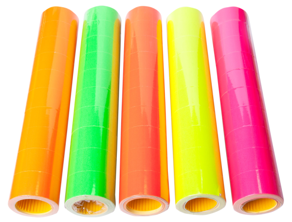 Цінники 35х 25 мм, 240 шт, 6 м, прямокутні, зовнішня намотування, малинові