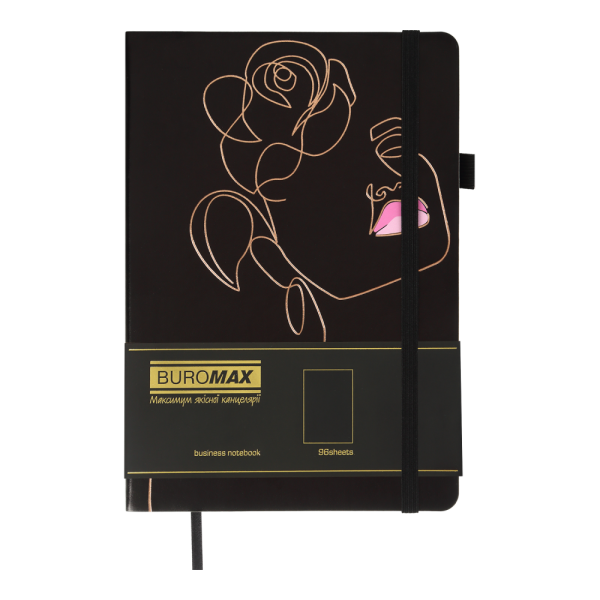 Блокнот діловий CHERIE А5, 96л, чистий (чорн. бум.), обкладинка штучна шкіра, чорний